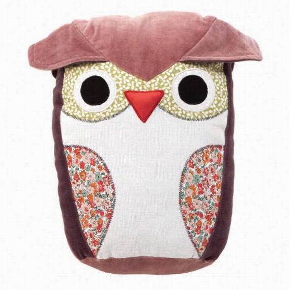 Stuffed Pink Owl Pillow - 13.5""hx13""wx4""d, Optic White