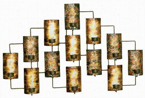 Tealight Candle Holders Wall Art - 21.5""hx345""w, Golden