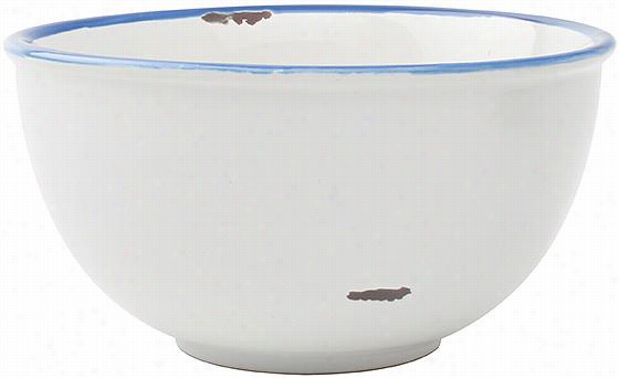 Tinware Bowl - 6"" ;diameter, Whire