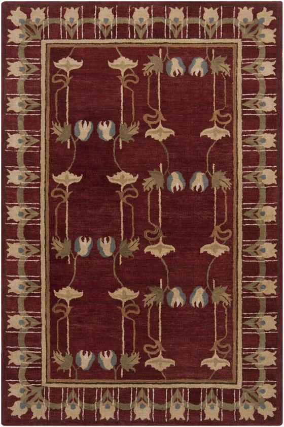 Tulipia Area Rug - 5'x8', Red