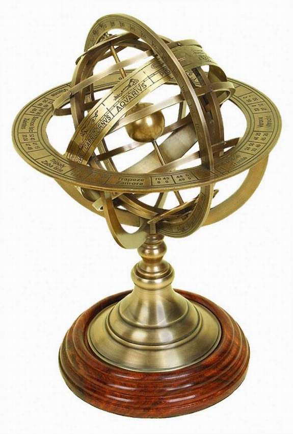 Worldly Globe Armillary - 11""h, Copper Brass