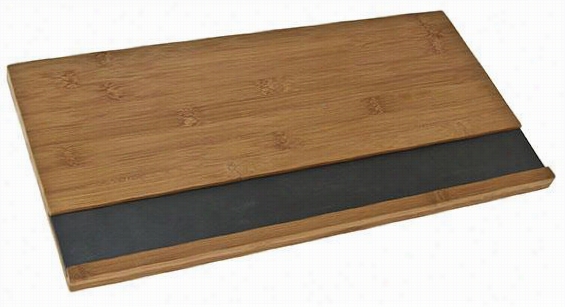 Bamboo And Slate Serving Conclave - 1"&qot;hx18""wx9" ;"d, Natural Witth Slate