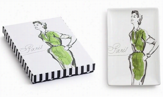 Belle Boudori Paris Fashion Lady Tray - .75""h X4.25""wx6.25""d, Gren Dress