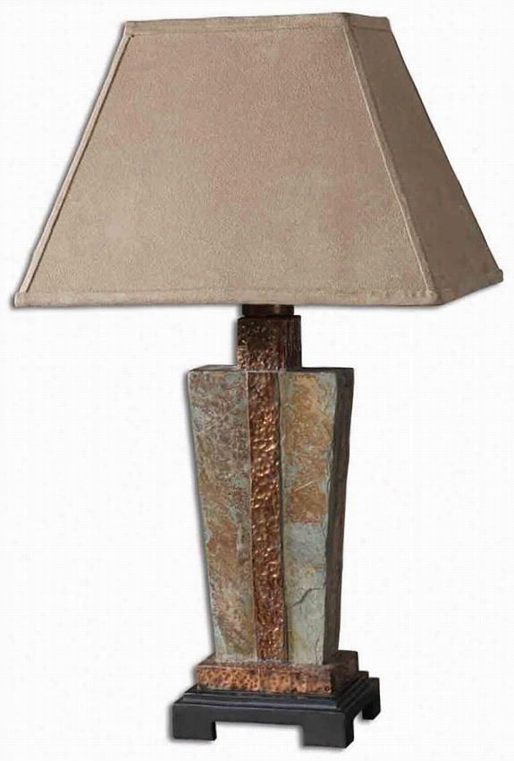 Benningt Oon Slate All-weather Outdoor Patio Accentt Lamp - 29""hx12""wx17""d Slate And Coppe