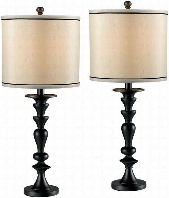 Bobbin Table Lamp - Set Of 2 - 29""h,  Dark Graphite