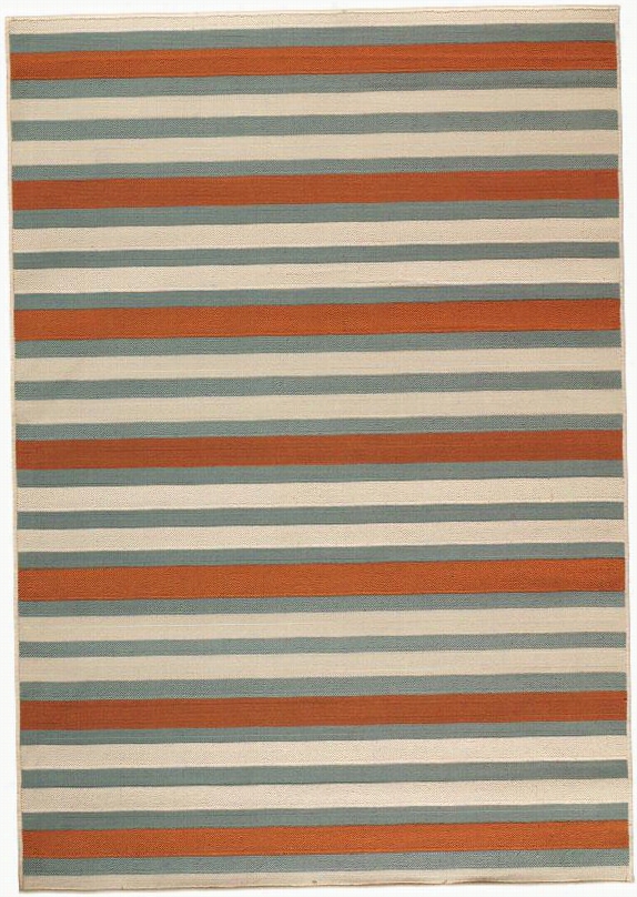 Candy Tsripe All-weather Area Rug - 2'3""x7'6"", Orange/teal