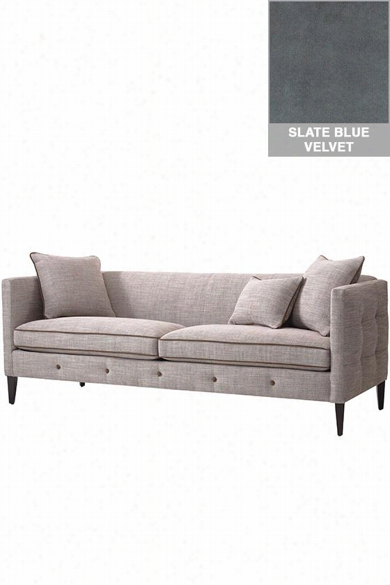 Custom Sinclair Tufted Sofa - 32""hx86""wx34quo T;"d, V Ellvet Slate Blue