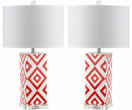 Diamonds Table Lamps - Set Of 2 - Sett Of 2, Orange