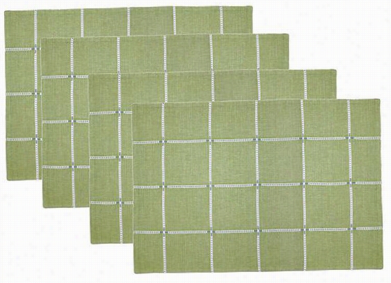 Durham Just Woven Placemats - Set Of 4 - Set Of Four, Green