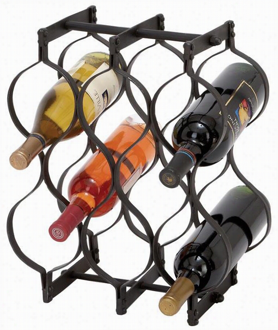 Groovy Wine Rack - 16hx13wx7"&"d, Black