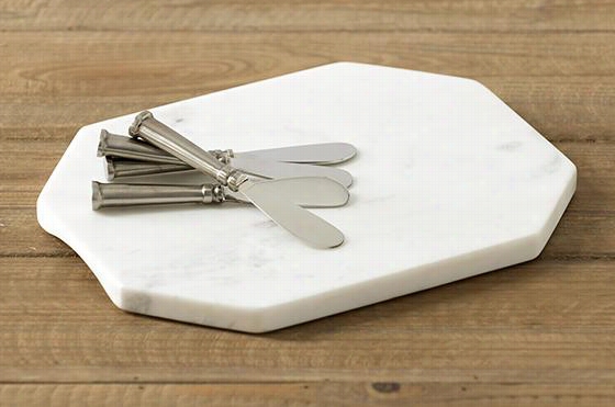 Htety Marble Serving Board - 0.5""hx10""wx8&qiot;"d, White