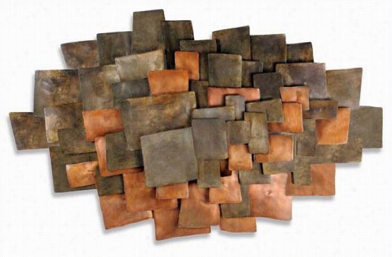 Integrate Wall Sdulpture - 49hx30wx3d, Brown Copper