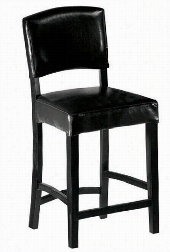 Leather Breakfast Counter Stool With Baack - With Back, Black