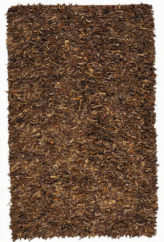 Leather Shag Area Rug - 2'3""x9' R Unner, Brown
