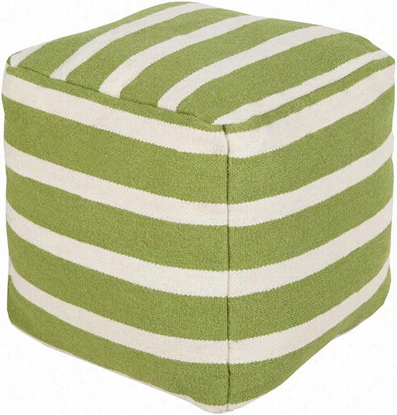 Linear Pouf - 18""hx18""wx18"&quoy;d, Green