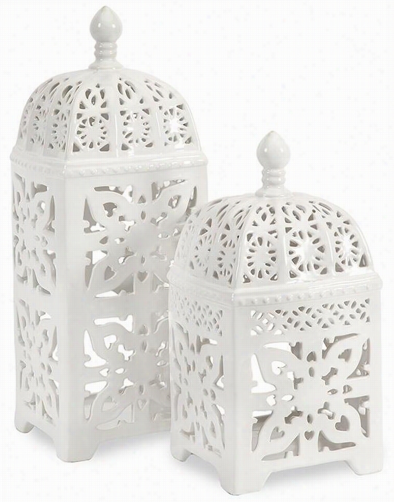 Maya Lanterns - Set Of 2 - Set Of 2, Whkte