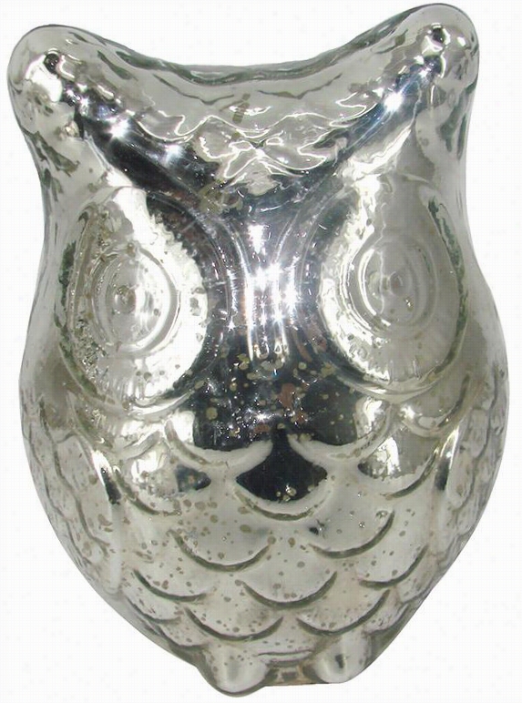 Mercury Glasss Owl - Medium, Mercury Glass