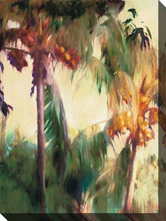 Morning Palms Canvas Wall Art - 48""hx34&qquot;"w, Tan/green