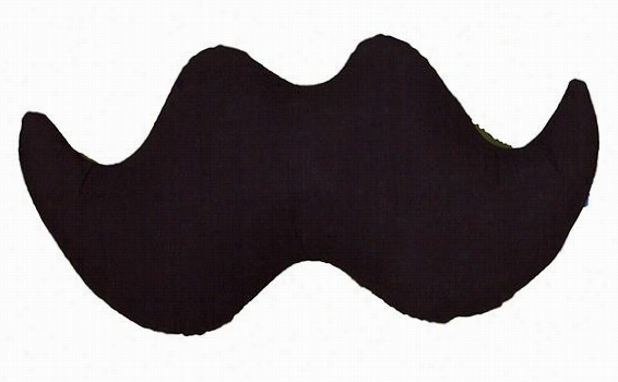 Mustache Pillow -1 4""hx18""wx3""d, Black