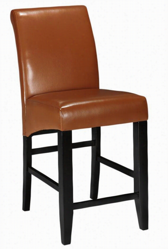 Parsons Rolled-back Leather Counnter Stool - 41"", Coffee Brown