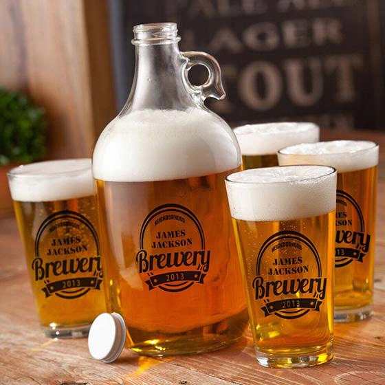 Personalized Brewery Growler Set - Set, Glass
