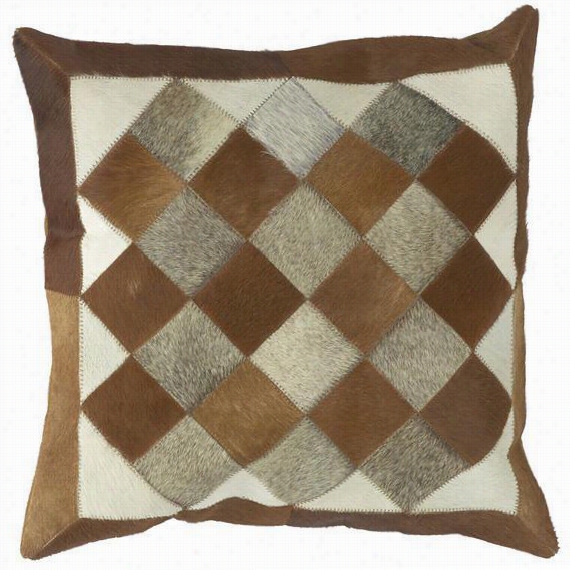 Quilt Squares Patterned Pillows - Est Of 2 - 18""x18"", Brown