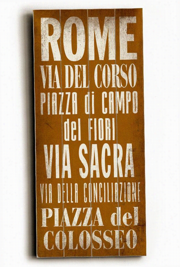 Rome Transit Sign Wall Plaque - 24h X  10""w, Mustard