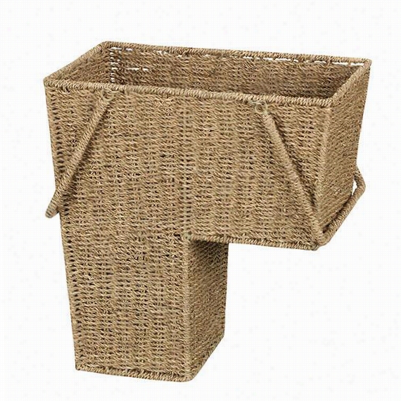 Stairstep Basket With Handle - 16""hx10"&qukt;wx61""d, Ivory