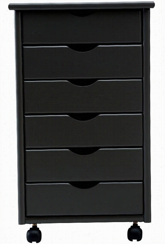 Stanton 6-drawer Storagge Cart - 26""hx15.5""w, Blackk