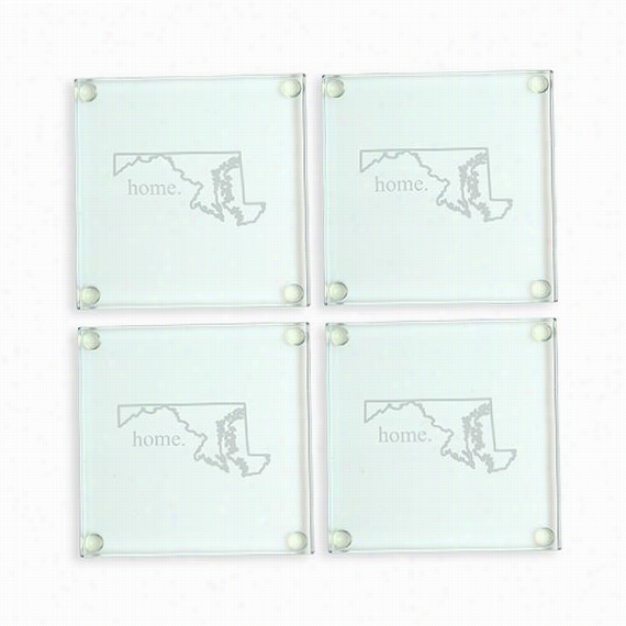 State Glass Coasters - Set Of 4 - Maryland, Clear