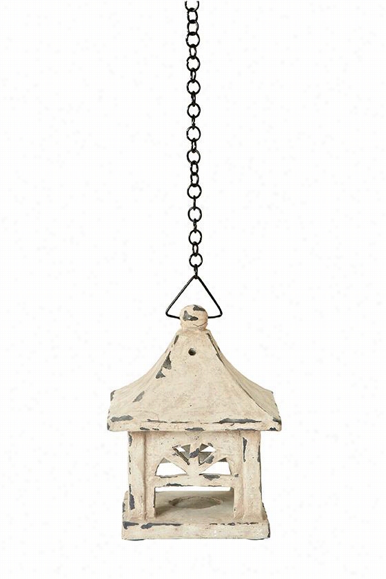 Alk-weather Outdoor Patio Hangin Glantern -  8""hx6""wx6""d, White Rustic