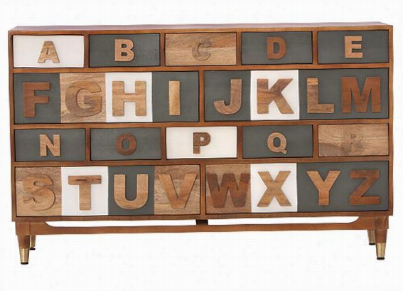 Alphabet Dresser  - 33"&quoot;hx54""wx15""d, Natural ,white And Grey