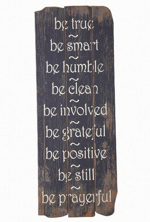 Be True Inspirational Wall Art - 35.5""hx13.75""wx1.25&sot;"d, Black