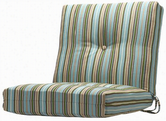 Button-tufted Seat/back Alll-weathe Outdoor Patio Chair Cushion - 2""hx19""wx36""d, Cilantro Stripe Sunbrella