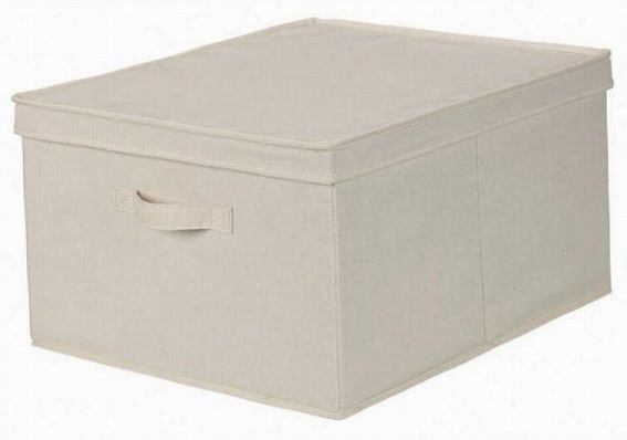 Canvas Storage Box With Cover -j Umbo, Ivory