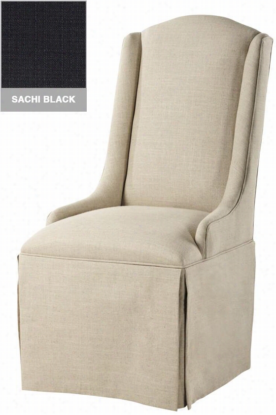 Custom Skirted Wingback Chair - Camel Back, Sachi Black