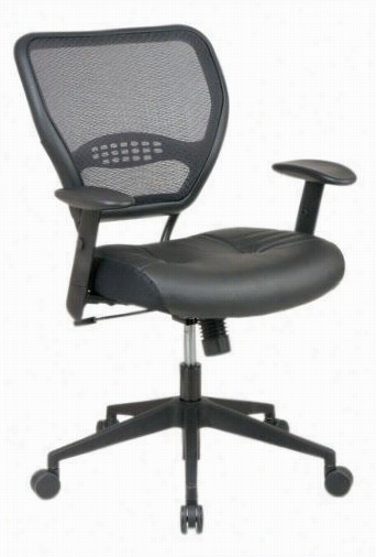 Deluxe Task Chair With Leather Seat - 42""hx27""w, Brown
