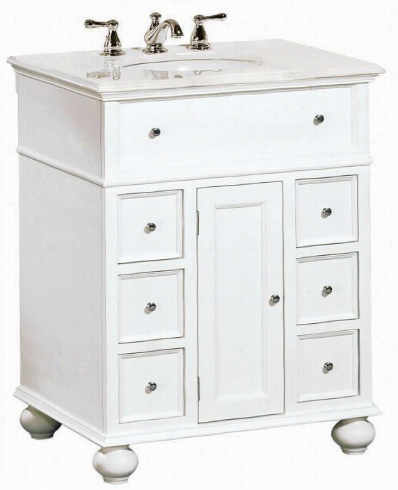 Hampton Bark At 28""w Single B Athroom Vanity With White Marble Crop - Of A ~ Color Marble, White