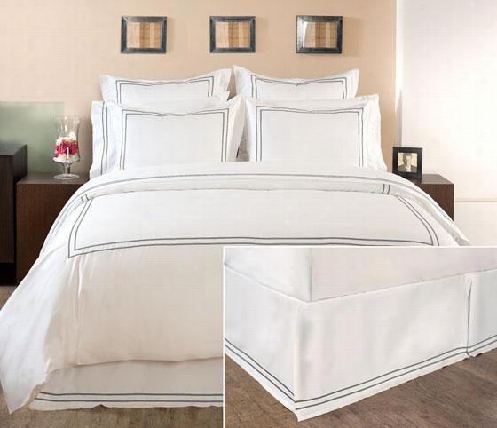 Home Decorators Collecfino Hotel Embroidered Box-pleat Bedskirt - Twin ,grant Gray