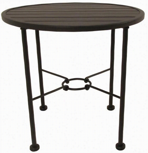 Laurel Slattop Side End Table - 20""hx24"" Round, Textured Chocolate