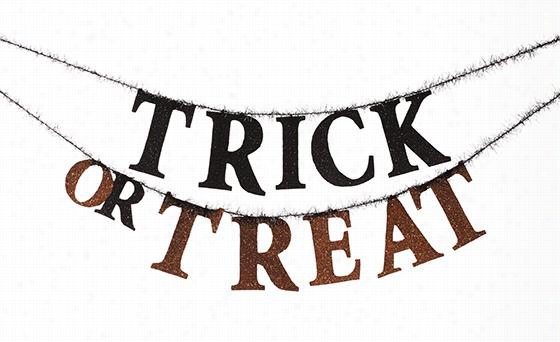 Martha Stewart Living Glittered Trick Or Reat Sign - 448""lx4" "w, Black And Orange