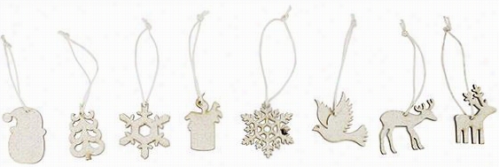 Martha Stewart Living Mini Glitter Ornaments - Set Of 54 - Set Of 54, Glitter White