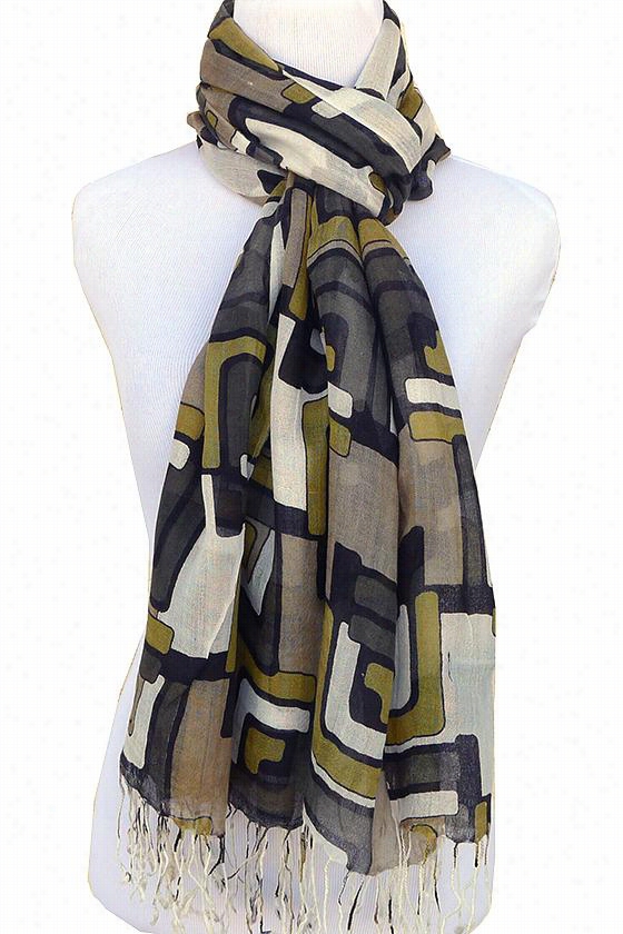 Mod Quad Scarf - 72.5&qu Ot;"hx25"&quuot;w , Grreen