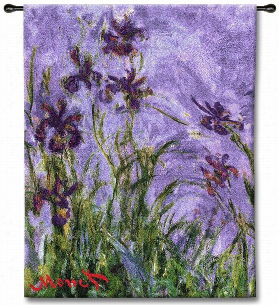 Monet Irises Tapestry - 44""hx38""w, Multi