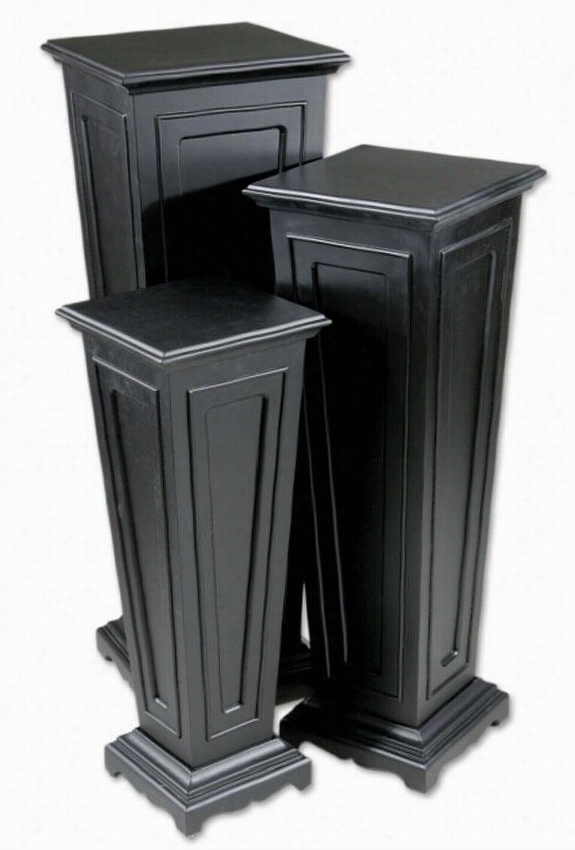 Murcia Plant Stands - Set Of 3 - Set Of Three, Black