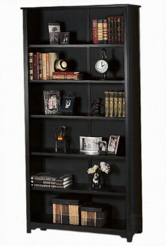 Oxf0rd 36 Inch  Black Six-shelf Open Bookcase