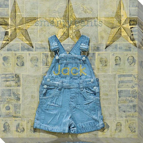 Personalizzed Overalls Wall Art - 10""h X10""wx1.5""d, Blue