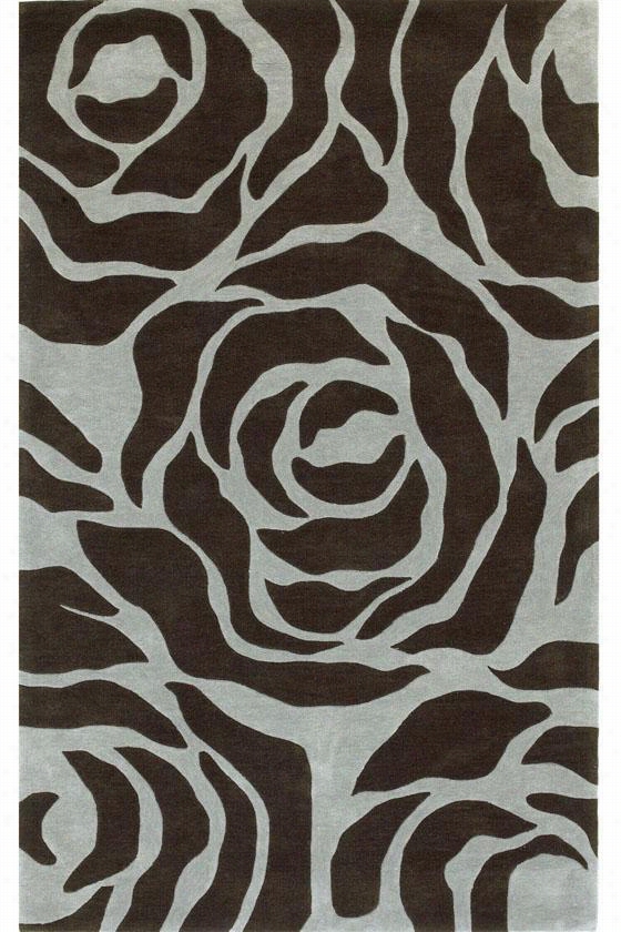 Petals Rug I  - 2'3""3x'9"&uot;, Aqua/mocha