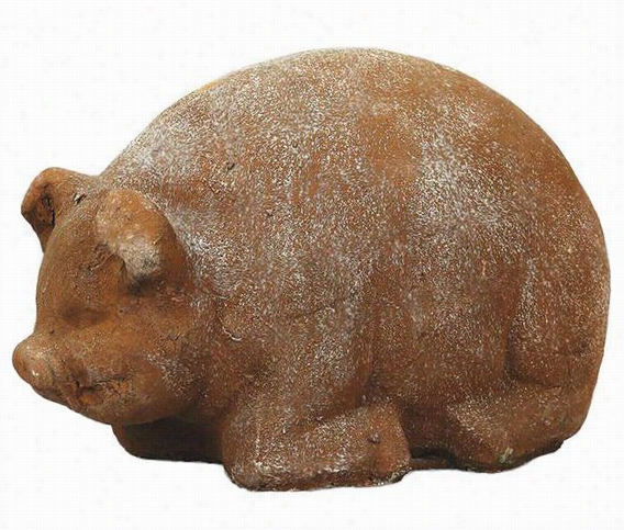 Resting Pig Statue - 7.25""hx12.25""wx, Pumpkin