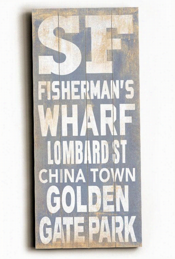 San Francisco Transit Sign Wall Plaque - 24h X 10""w, Blue